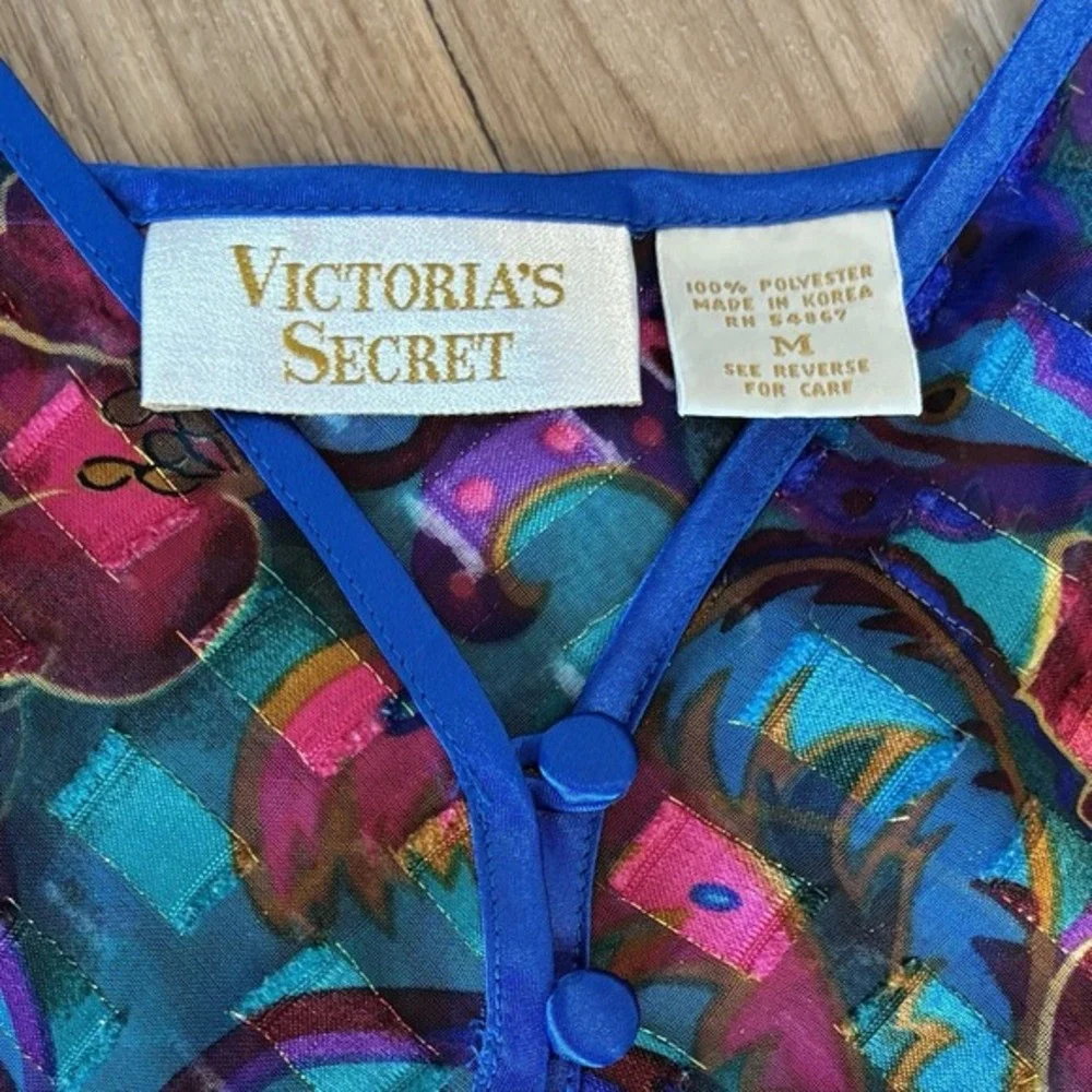 Vintage Victoria's Secret VS Gold‎ Label Lingerie Teddy Size M Coquette Rainbow